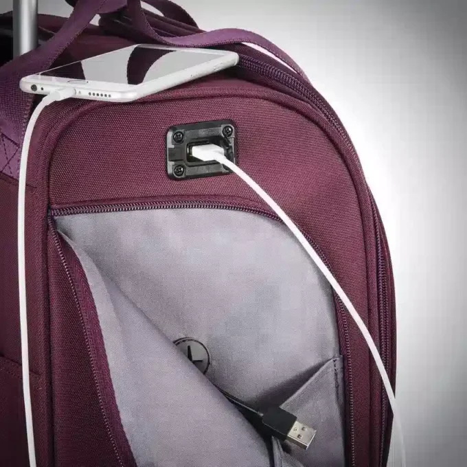 Mala com rodas para debaixo do assento com porta USB